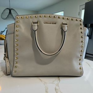 Cream Studded Michael Kors Tote 11x13